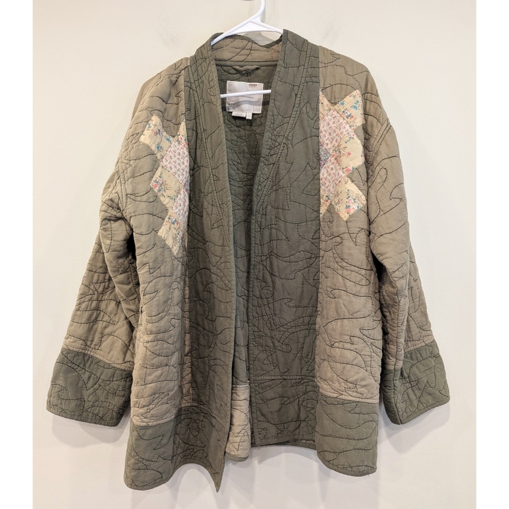 Anthropologie Quilted Kimono Open Jacket Size Large